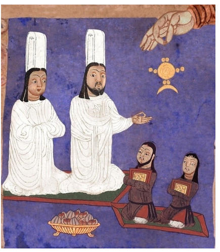 穿着白衣的摩尼教选民与听者（MIK III 4794），数字复原后的图像（Gulácsi，2009，Plt.1）.jpg